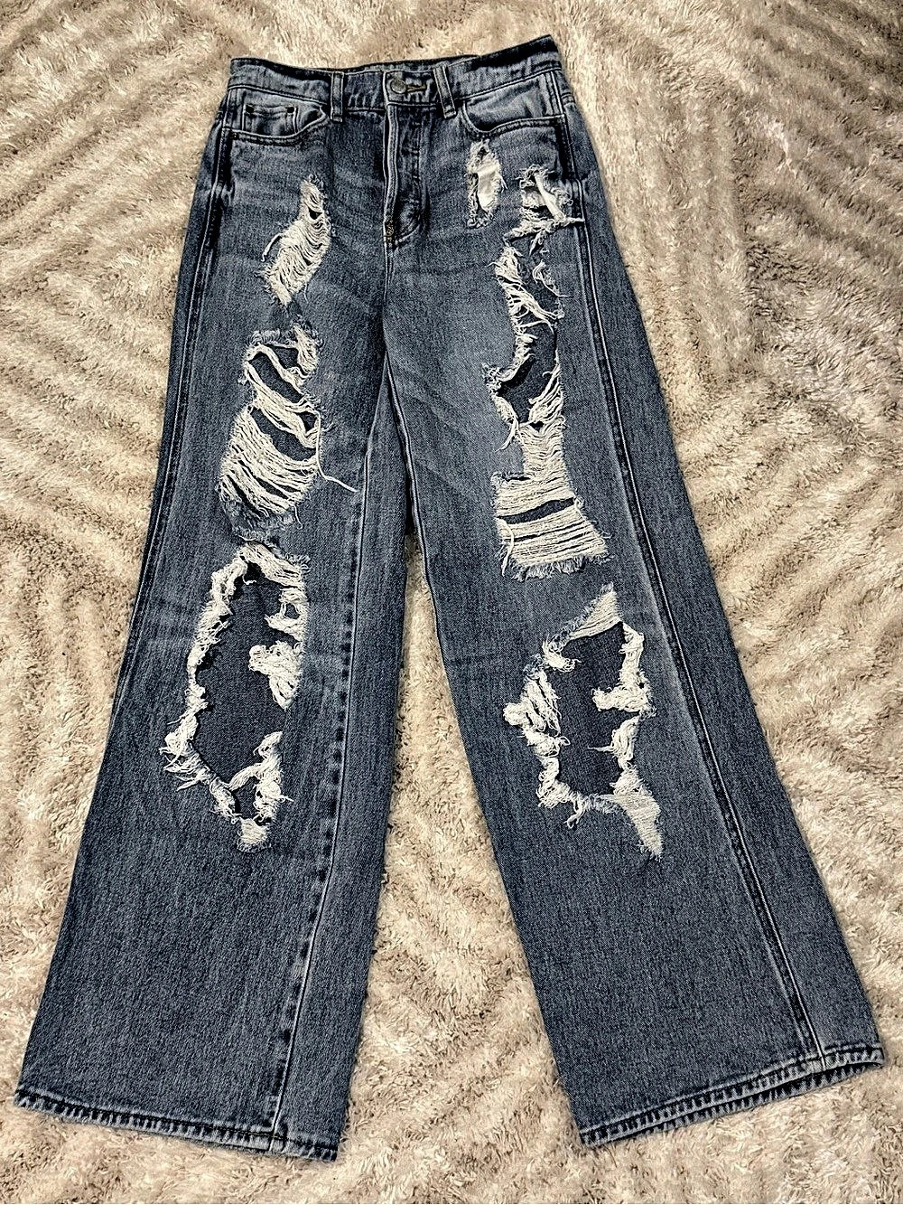 Pacsun Baggy Distressed Jeans Blue Waist 25